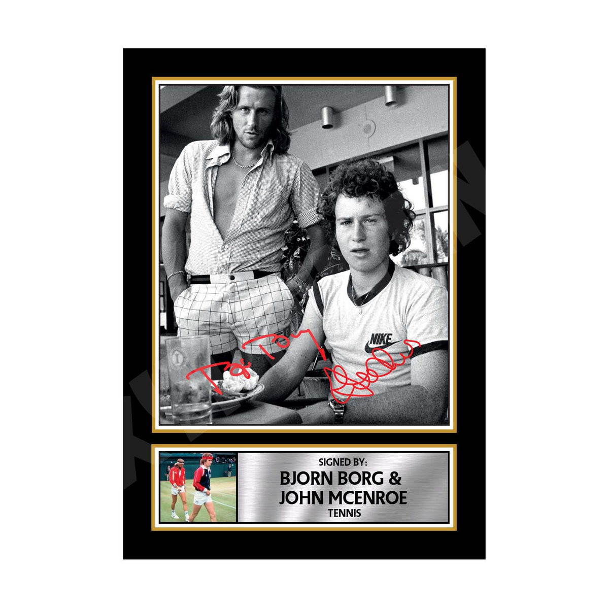 BJORN BORG AND JOHN MCENROE 2 Rugby Player Printed Signature Print – Reproduction Print