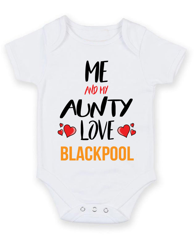 Me and My Aunty Love BLACKPOOL Personalised FOOTBALL TEAM Baby Grow