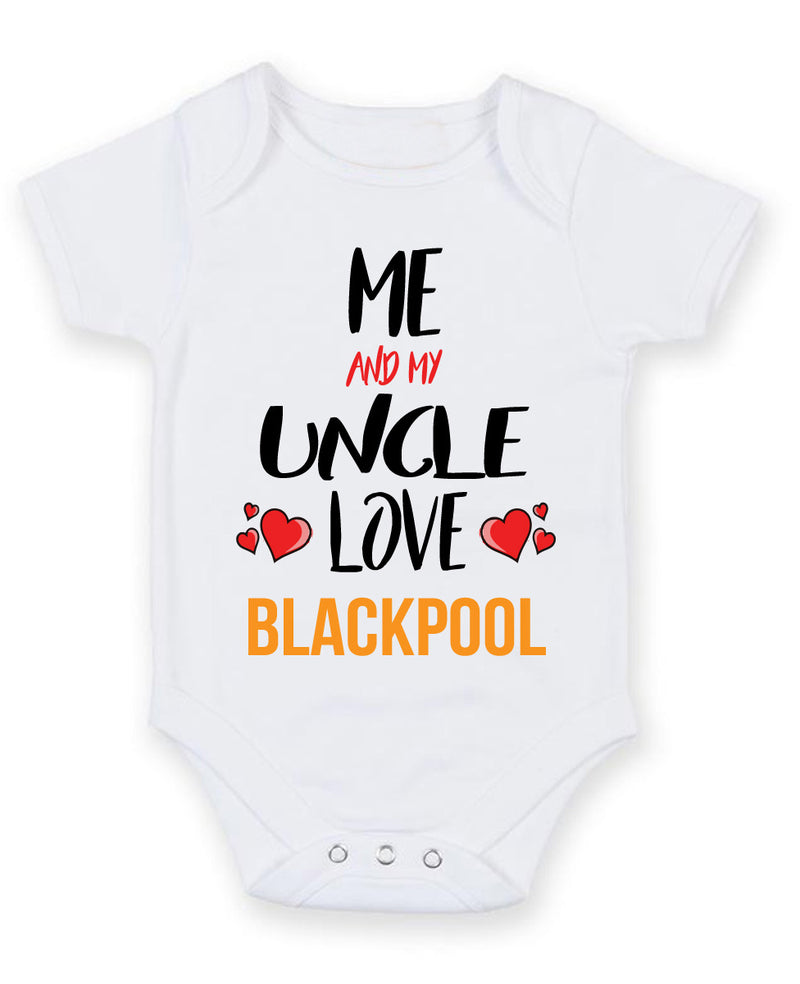 Me and My Uncle Love BLACKPOOL Personalised FOOTBALL TEAM Baby Grow