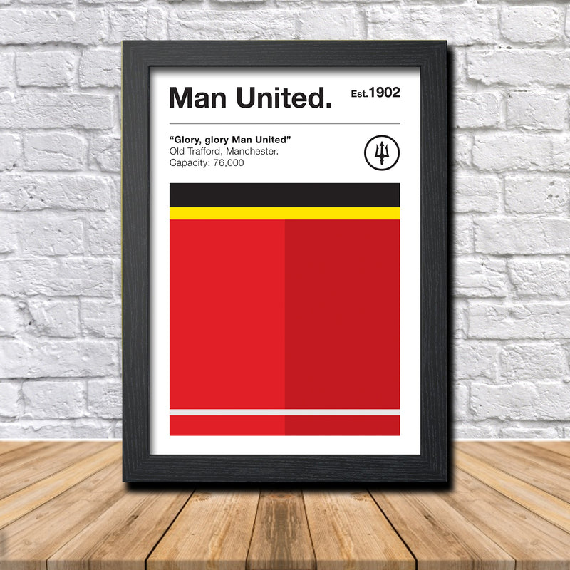 Retro Manchester United Club Colours - Manchester United Fan Football Poster