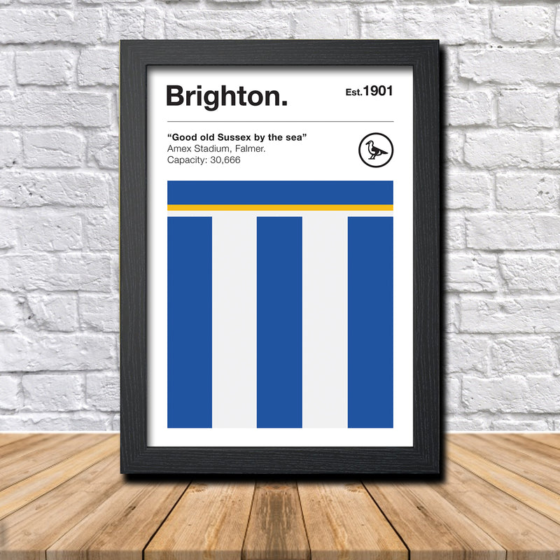 Retro Brighton Club Colours - Brighton Fan Football Poster