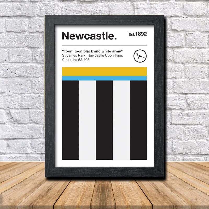 Retro Newcastle Club Colours - Newcastle Fan Football Poster