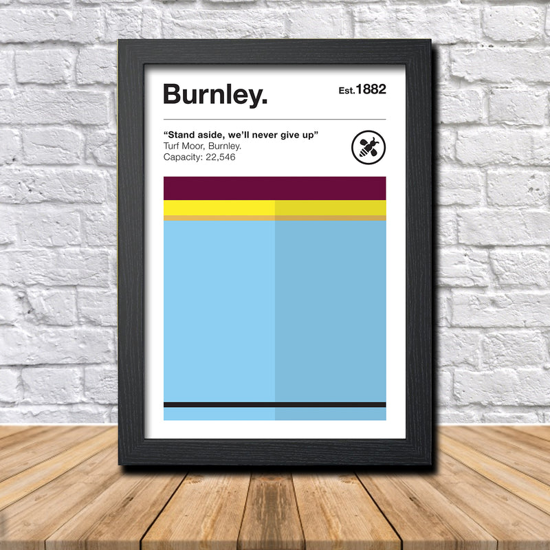 Retro Burnley Club Colours - Burnley Fan Football Poster