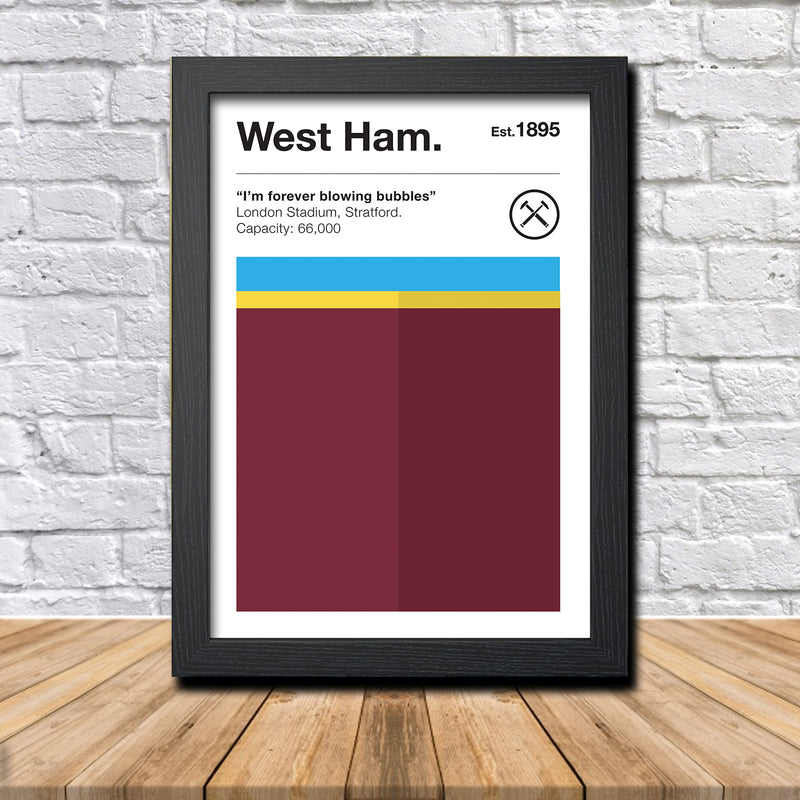 Retro West Ham Club Colours - West Ham Fan Football Poster