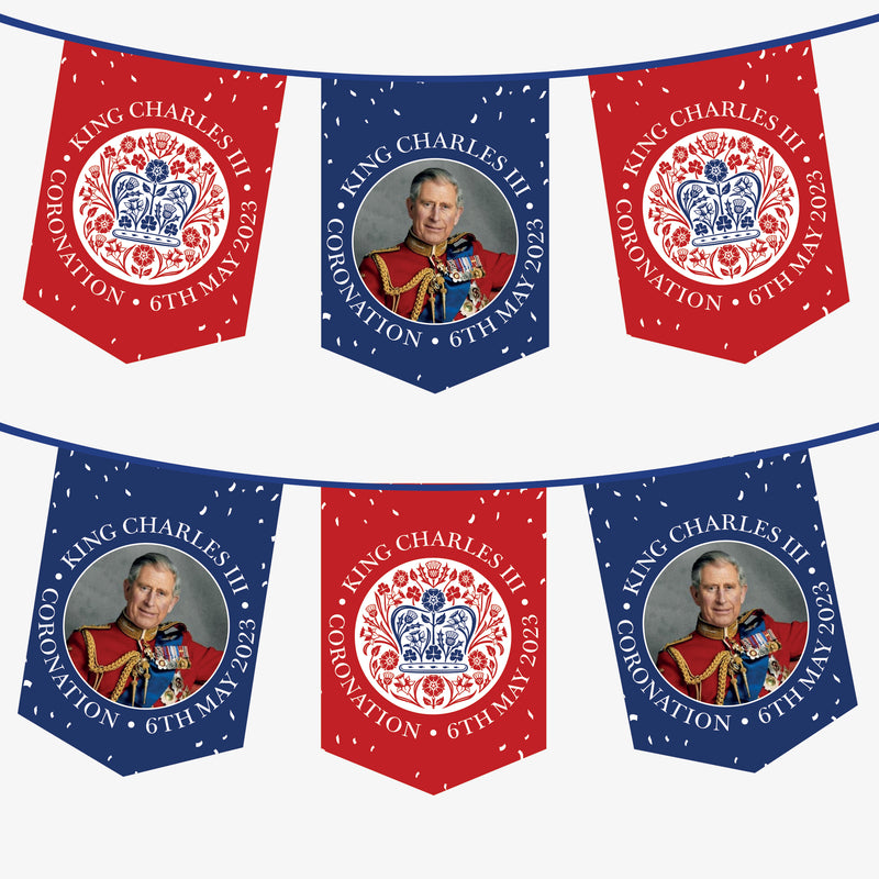 King Charles Coronation Bunting - Official Logo Coronation Bunting - 3 Metres - 6 Metres