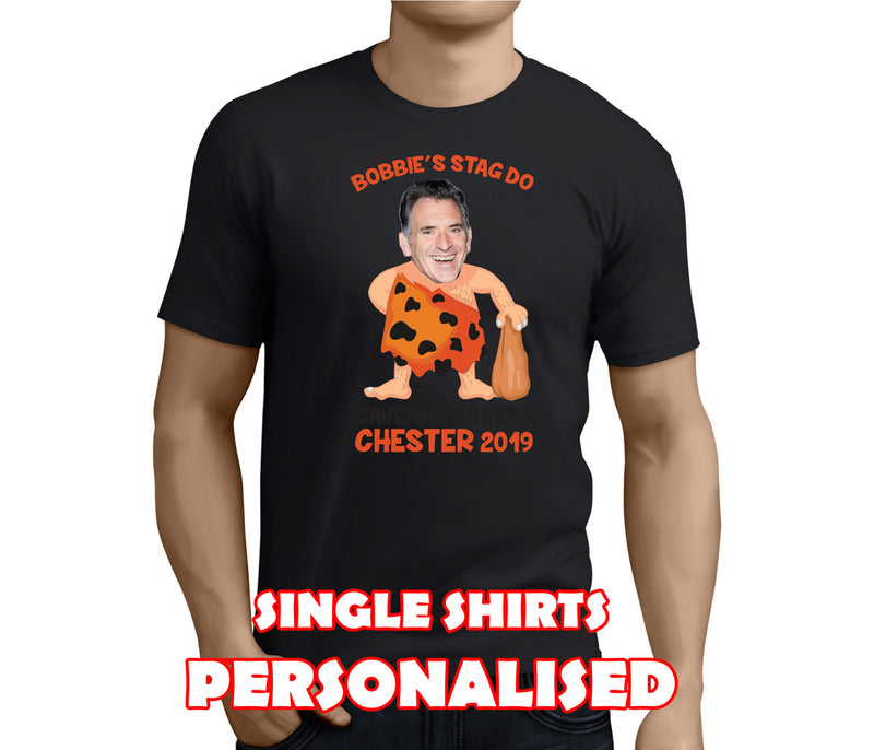 Caveman Black Custom Stag T-Shirt - Any Name - Party Tee