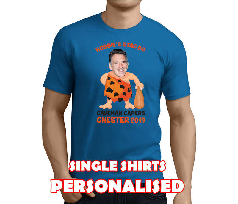 Caveman Black Custom Stag T-Shirt - Any Name - Party Tee