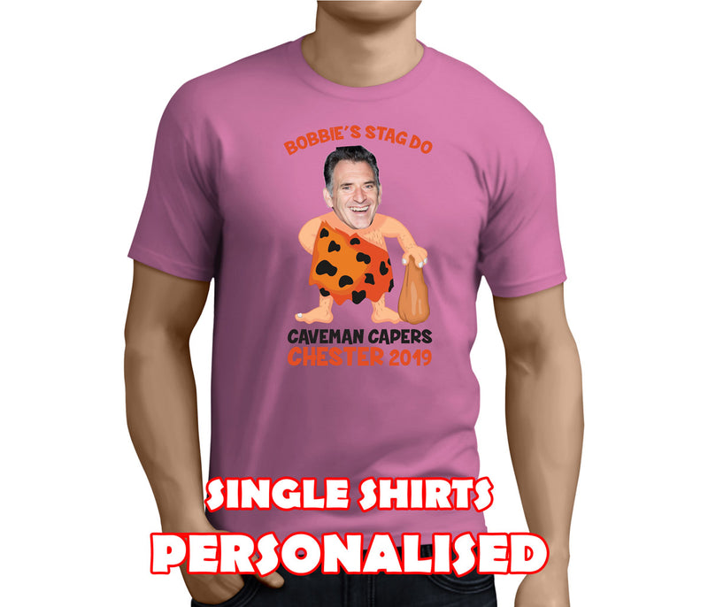 Caveman Black Custom Stag T-Shirt - Any Name - Party Tee