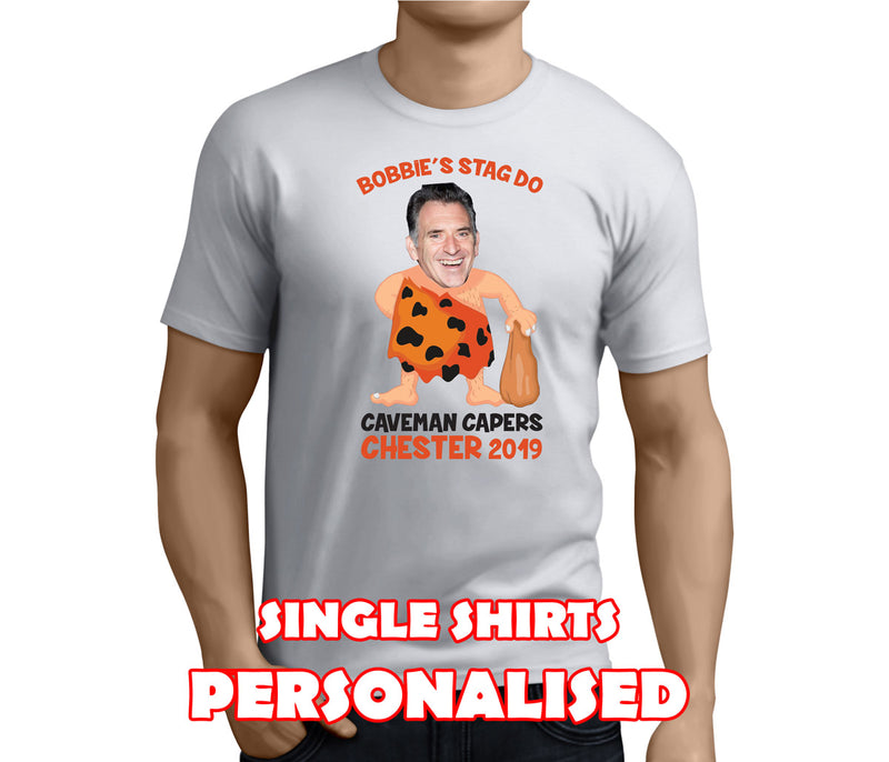 Caveman Black Custom Stag T-Shirt - Any Name - Party Tee