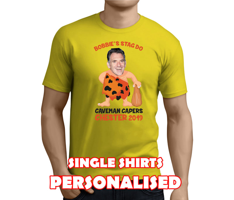 Caveman Black Custom Stag T-Shirt - Any Name - Party Tee