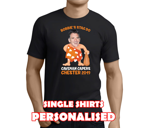 Caveman White Custom Stag T-Shirt - Any Name - Party Tee