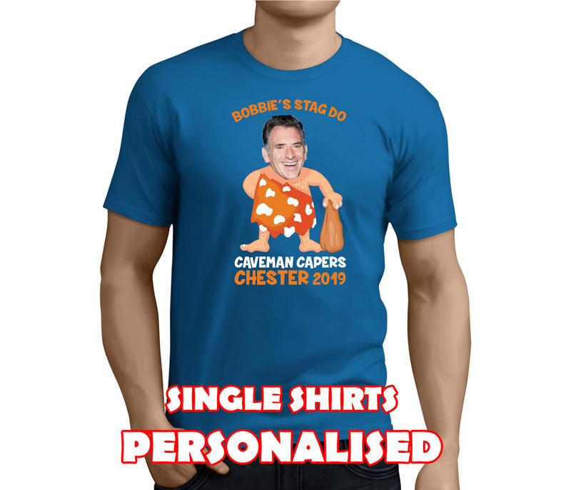 Caveman White Custom Stag T-Shirt - Any Name - Party Tee