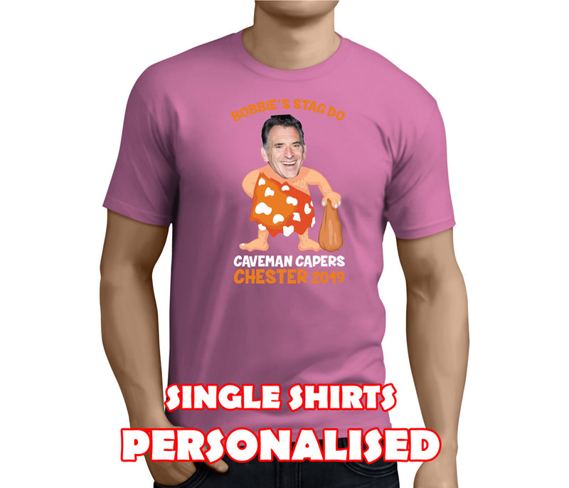 Caveman White Custom Stag T-Shirt - Any Name - Party Tee
