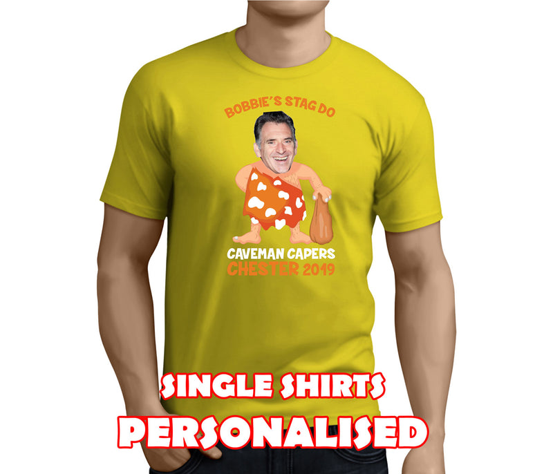 Caveman White Custom Stag T-Shirt - Any Name - Party Tee