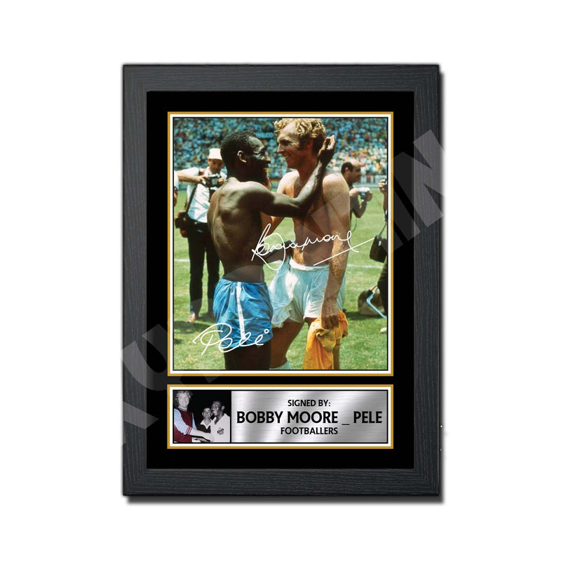 BOBBY MOORE _ PELE Limited Edition Football Player Signed Print - Football