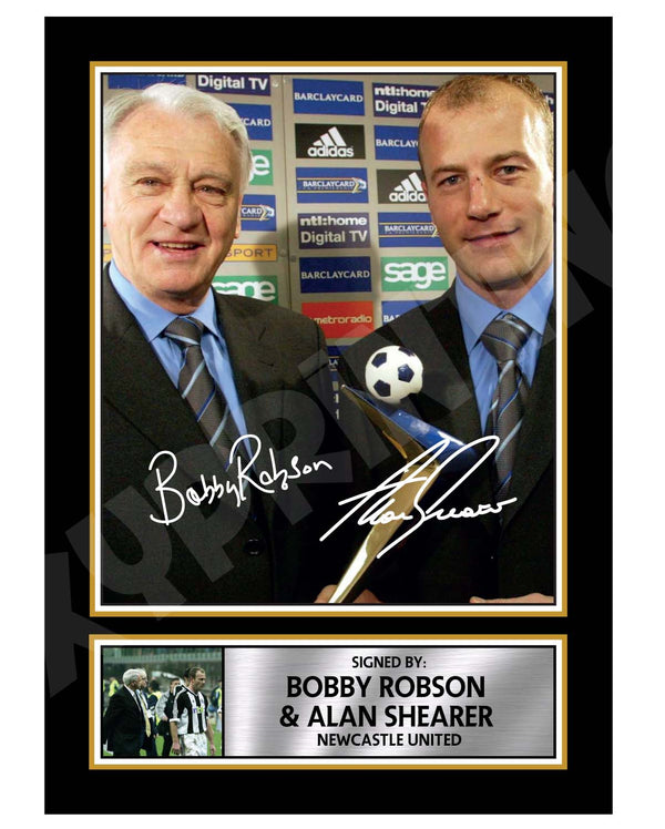 BOBBY ROBSON + ALAN SHEARER Football Player Printed Signature Print – Reproduction Print