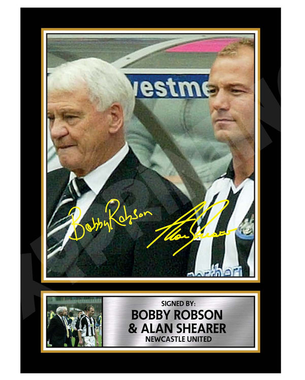 BOBBY ROBSON + ALAN SHEARER 2 Football Player Printed Signature Print – Reproduction Print