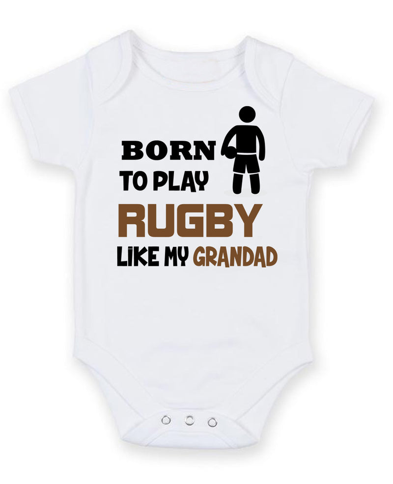 BORN TO PLAY RUGBY LIKE MY GRANDAD Baby Grow Bodysuit
