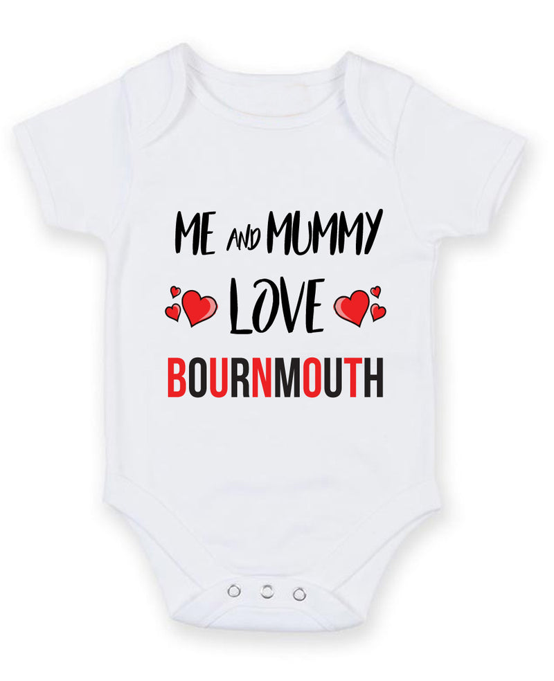 Me and Mummy love BOURNMOUTH Personalised FOOTBALL TEAM Baby Grow