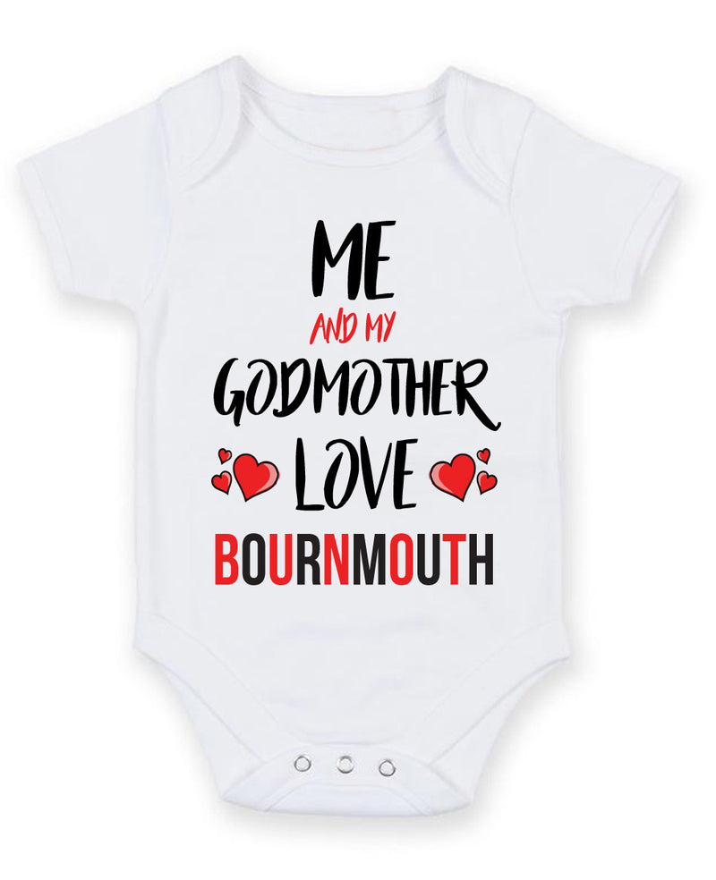 Me and My Godmother Love BOURNMOUTH Personalised FOOTBALL TEAM Baby Grow