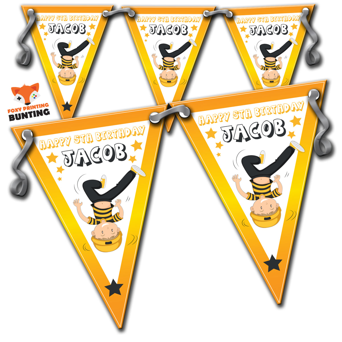 BREAKDANCING PARTY Bunting Premium Party Decorations  (Standard Bunting (14.8cm X 21cm)) – Breakdancing Party Bunting