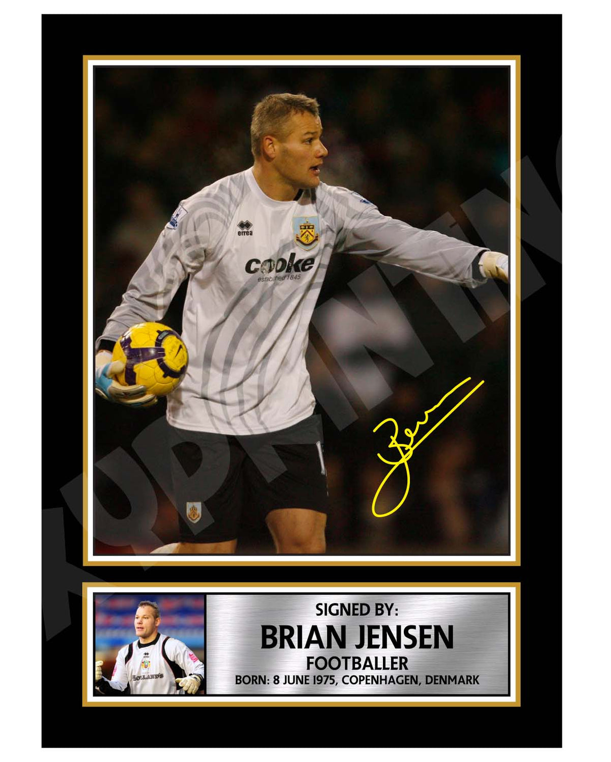 BRIAN JENSEN 2 Limited Edition Football Player Signed Print - Football