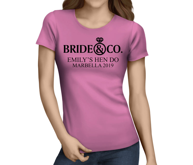 Bride And Co Black Custom Hen T-Shirt - Any Name - Party Tee