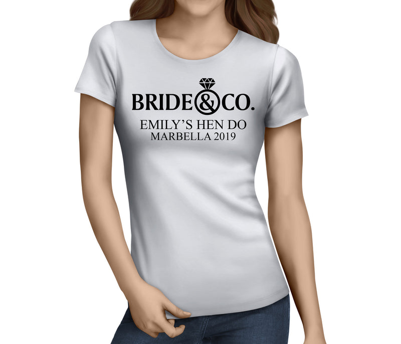 Bride And Co Black Custom Hen T-Shirt - Any Name - Party Tee