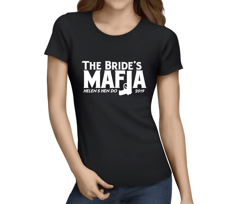 Bride Mafia White Custom Hen T-Shirt - Any Name - Party Tee