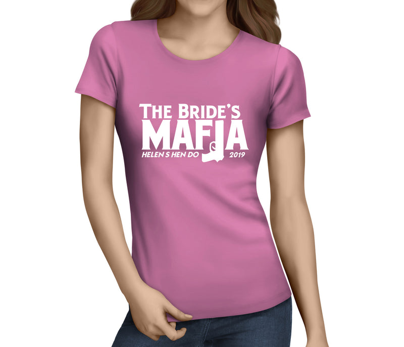 Bride Mafia White Custom Hen T-Shirt - Any Name - Party Tee