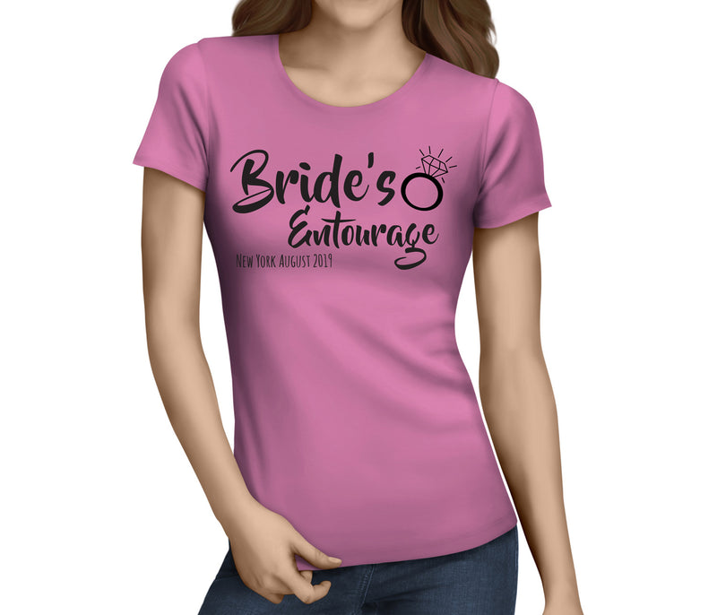 Brides Entourage Black Custom Hen T-Shirt - Any Name - Party Tee