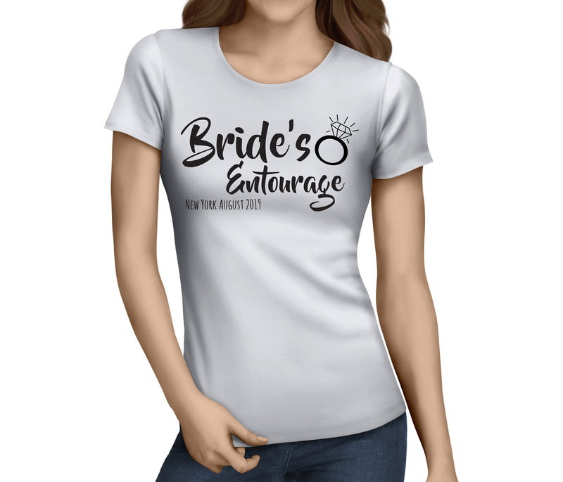 Brides Entourage Black Custom Hen T-Shirt - Any Name - Party Tee