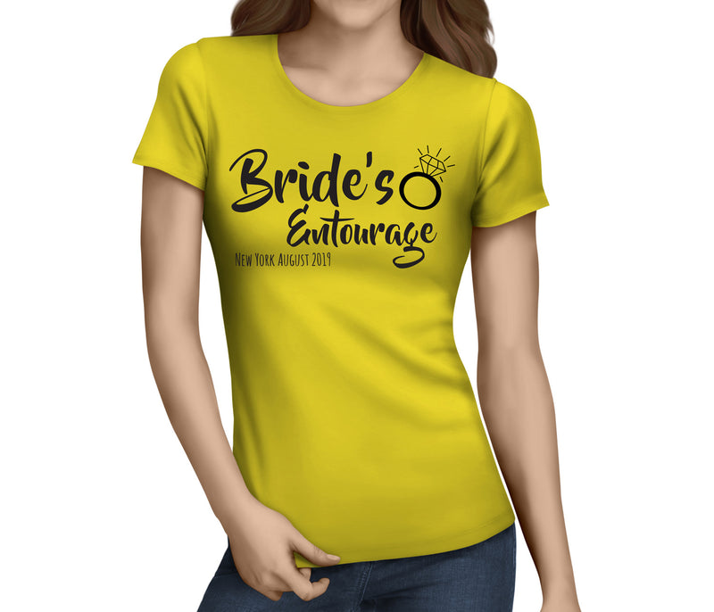 Brides Entourage Black Custom Hen T-Shirt - Any Name - Party Tee