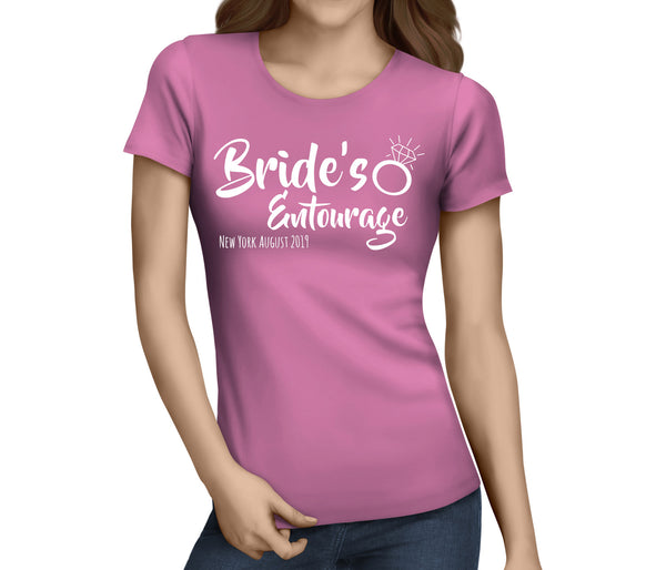 Brides Entourage White Custom Hen T-Shirt - Any Name - Party Tee
