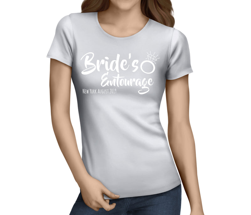 Brides Entourage White Custom Hen T-Shirt - Any Name - Party Tee