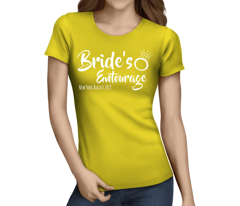 Brides Entourage White Custom Hen T-Shirt - Any Name - Party Tee