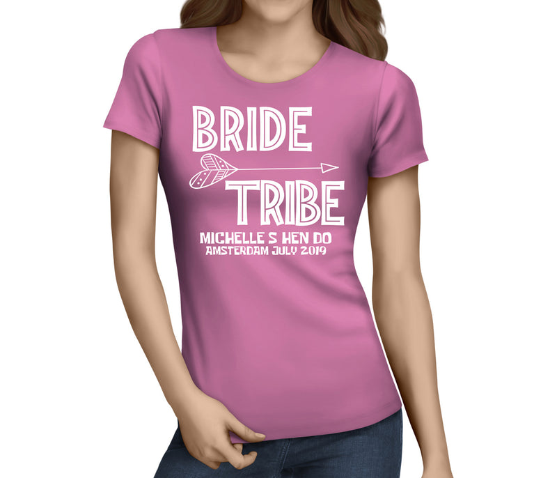 Bride Tribe White Custom Hen T-Shirt - Any Name - Party Tee