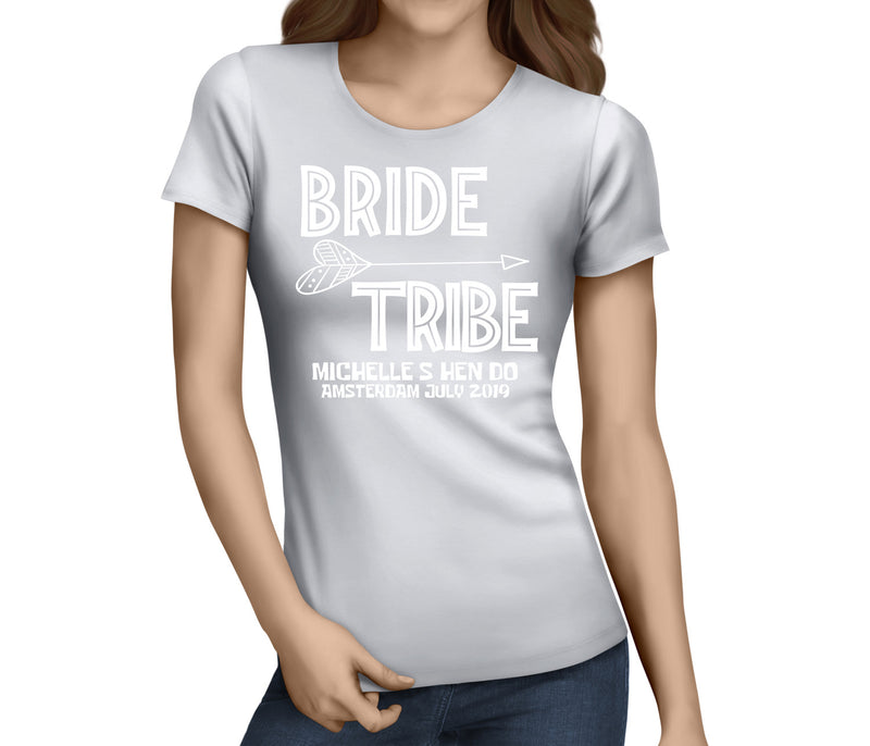 Bride Tribe White Custom Hen T-Shirt - Any Name - Party Tee