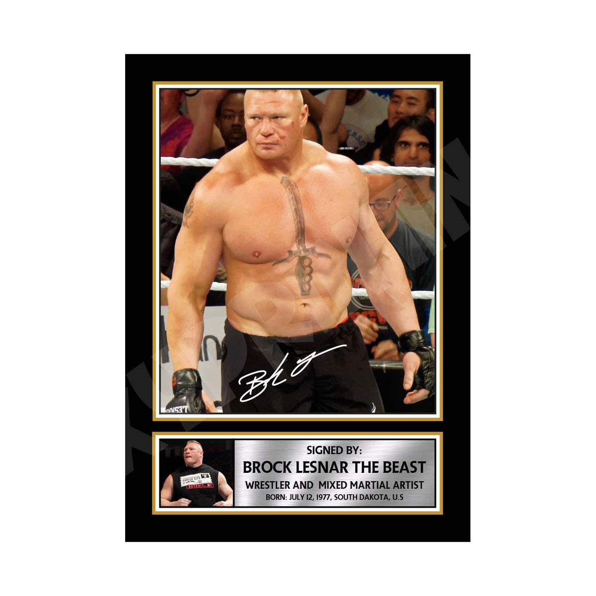 BROCK LESNAR THE BEAST 2 MMA Wrestler Printed Signature Print – MMA Wrestling – Brock Lesnar the Beast 2 MMA Wrestler Printed Signature Print – A1 Print Only