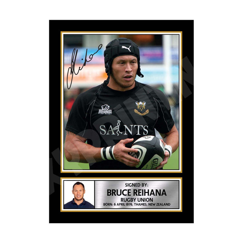 BRUCE REIHANA 2 Limited Edition Rugby Player Signed Print - Rugby