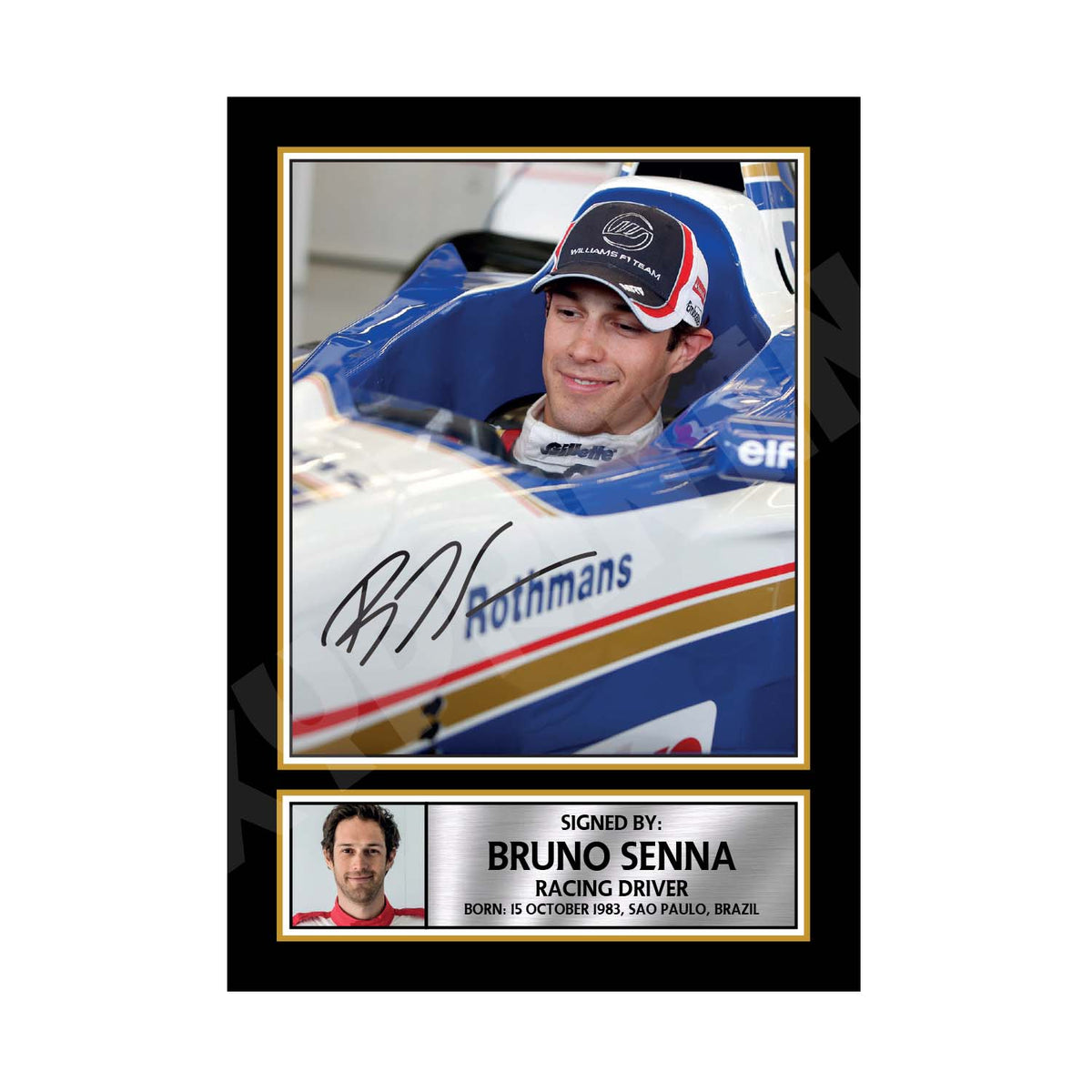 BRUNO SENNA Formula 1 Player Printed Signature Print Formula 1