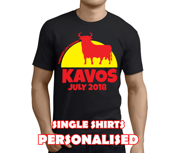 Bull Design Red Custom Stag T-Shirt - Any Name - Party Tee