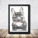 Personalised Bulldog Bruno Word Art Poster Print