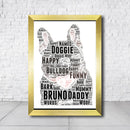 Personalised Bulldog Bruno Word Art Poster Print