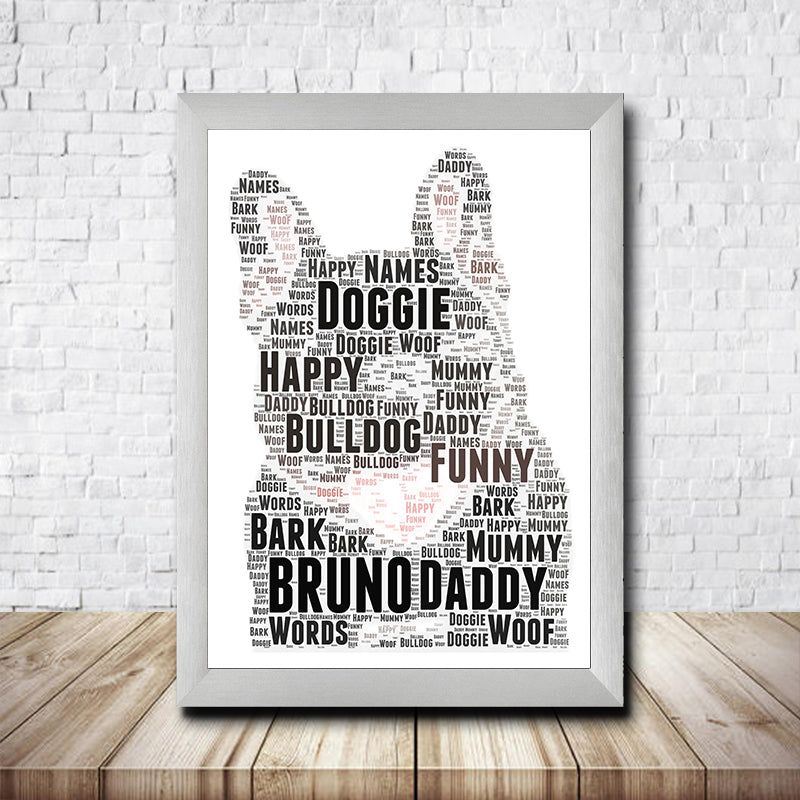 Personalised Bulldog Bruno Word Art Poster Print