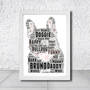 Personalised Bulldog Bruno Word Art Poster Print