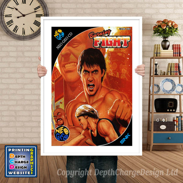 Burning Fight NEO GEO Game Inspired Theme Retro Gaming Poster
