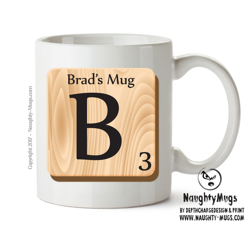 Initial "B" Your Name Scrabble Mug