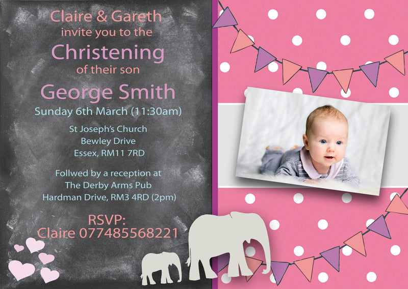 10 X Personalised Printed Baby Girl 2 Christening INSPIRED STYLE Invites