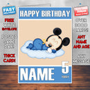 Baby Micky Mouse KE THEME INSPIRED Kids Adult Personalised Birthday Card